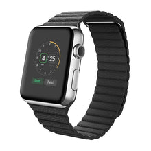 For Apple Watch 38/40/41mm Loop Magnetic Closure Clasp PU Leather Watchband(Black)