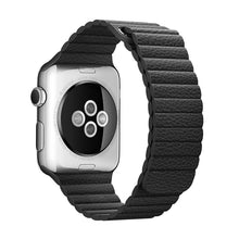 For Apple Watch 38/40/41mm Loop Magnetic Closure Clasp PU Leather Watchband(Black)