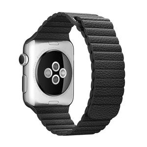 For Apple Watch 38/40/41mm Loop Magnetic Closure Clasp PU Leather Watchband(Black)