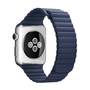 For Apple Watch 38/40/41mm Loop Magnetic Closure Clasp PU Leather Watchband(Dark Blue)
