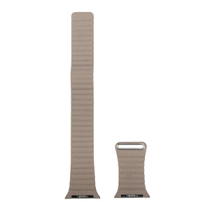For Apple Watch 38/40/41mm Loop Magnetic Closure Clasp PU Leather Watchband(Khaki)