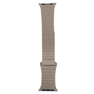 For Apple Watch 38/40/41mm Loop Magnetic Closure Clasp PU Leather Watchband(Khaki)