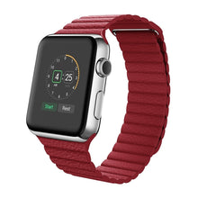 For Apple Watch 38/40/41mm Loop Magnetic Closure Clasp PU Leather Watchband(Red)