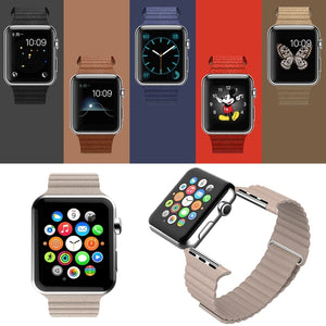 For Apple Watch 38/40/41mm Loop Magnetic Closure Clasp PU Leather Watchband(Red)