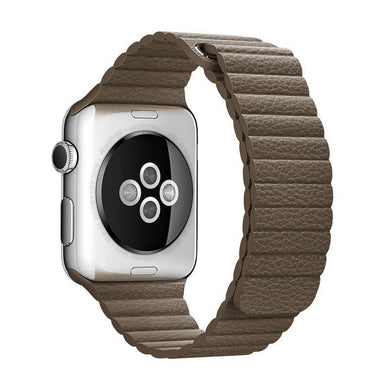 For Apple Watch 38/40/41mm Loop Magnetic Closure Clasp PU Leather Watchband(Brown)