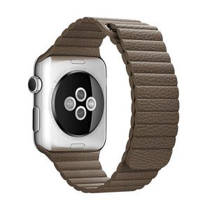 For Apple Watch 38/40/41mm Loop Magnetic Closure Clasp PU Leather Watchband(Brown)