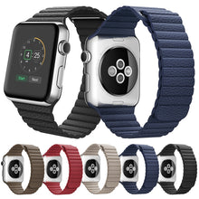 For Apple Watch 38/40/41mm Loop Magnetic Closure Clasp PU Leather Watchband(Red)