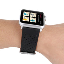 For Apple Watch Series 8&7 41mm / SE 2&6&SE&5&4 40mm / 3&2&1 38mm Simple Fashion Genuine Leather Hole Pattern Watch Band(Black)