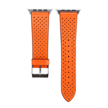 For Apple Watch Series 8&7 41mm / SE 2&6&SE&5&4 40mm / 3&2&1 38mm Simple Fashion Genuine Leather Hole Pattern Watch Band(Orange)