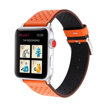 For Apple Watch Series 8&7 41mm / SE 2&6&SE&5&4 40mm / 3&2&1 38mm Simple Fashion Genuine Leather Hole Pattern Watch Band(Orange)