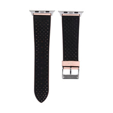 For Apple Watch Series 8&7 41mm / SE 2&6&SE&5&4 40mm / 3&2&1 38mm Simple Fashion Genuine Leather Hole Pattern Watch Band(Pink)