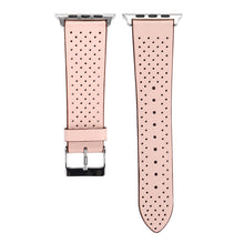For Apple Watch Ultra 49mm / Series 8&7 45mm / SE 2&6&SE&5&4 44mm / 3&2&1 42mm Simple Fashion Genuine Leather Hole Pattern Watch Band(Pink)