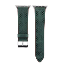 For Apple Watch Ultra 49mm / Series 8&7 45mm / SE 2&6&SE&5&4 44mm / 3&2&1 42mm Simple Fashion Genuine Leather Hole Pattern Watch Band(Green)