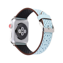 For Apple Watch Ultra 49mm / Series 8&7 45mm / SE 2&6&SE&5&4 44mm / 3&2&1 42mm Simple Fashion Genuine Leather Hole Pattern Watch Band(Blue)