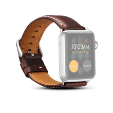 Denior Oil Wax Retro Watch Leather Watch Band for Apple Watch Series 7 45mm / 6 & SE & 5 & 4 44mm / 3 & 2 & 1 42mm (Dark Red)