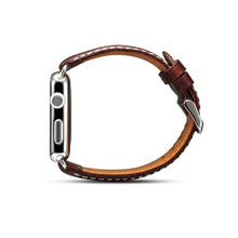 Denior Oil Wax Retro Watch Leather Watch Band for Apple Watch Series 7 45mm / 6 & SE & 5 & 4 44mm / 3 & 2 & 1 42mm (Dark Red)