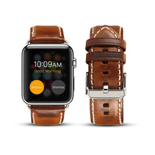 Denior Oil Wax Retro Watch Leather Watch Band for Apple Watch Series 7 45mm / 6 & SE & 5 & 4 44mm / 3 & 2 & 1 42mm (Brown)