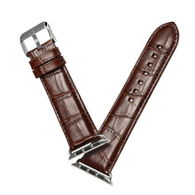 Denior Crocodile Grain Watch Cowhide Leather Watch Band for Apple Watch Series 7 45mm / 6 & SE & 5 & 4 44mm / 3 & 2 & 1 42mm (Brown)