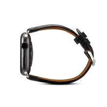 Denior Crocodile Grain Watch Cowhide Leather Watch Band for Apple Watch Series 7 41mm / 6 & SE & 5 & 4 40mm / 3 & 2 & 1 38mm (Black)