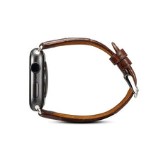 Denior Crocodile Grain Watch Cowhide Leather Watch Band for Apple Watch Series 7 41mm / 6 & SE & 5 & 4 40mm / 3 & 2 & 1 38mm (Brown)