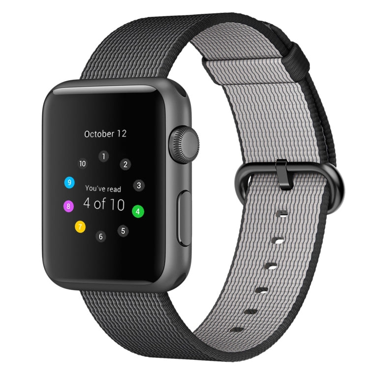 For Apple Watch 42mm Woven Nylon Watch Band(Black)
