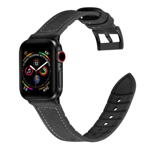 Solid Color TPU + Stainless Steel Watch Band for Apple Watch Series 7 45mm / 6 & SE & 5 & 4 44mm / 3 & 2 & 1 42mm(Black)