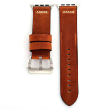 For Apple Watch 45mm 44mm 42mm Retro XX Line Pattern Genuine Leather Wrist Watch Band(Coffee)