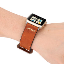 For Apple Watch 45mm 44mm 42mm Retro XX Line Pattern Genuine Leather Wrist Watch Band(Coffee)