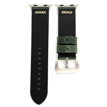 For Apple Watch 45mm 44mm 42mm Retro XX Line Pattern Genuine Leather Wrist Watch Band(Green)
