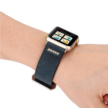 For Apple Watch 45mm 44mm 42mm Retro XX Line Pattern Genuine Leather Wrist Watch Band(Blue)