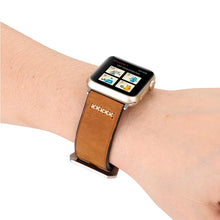 For Apple Watch 45mm 44mm 42mm Retro XX Line Pattern Genuine Leather Wrist Watch Band(Brown)