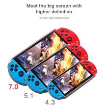 Powkiddy X12 Plus Retro Classic Games Handheld Game Console with 7 inch HD Screen & 16GB Memory, Support MP4 / E-book (Red + Blue)