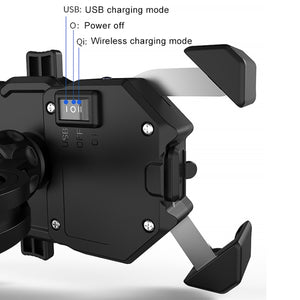 2 in 1 Motorcycle Wireless Charger + QC 3.0 USB Fast Charging Phone Holder