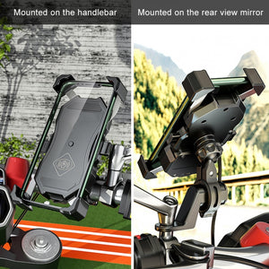 2 in 1 Motorcycle Wireless Charger + QC 3.0 USB Fast Charging Phone Holder