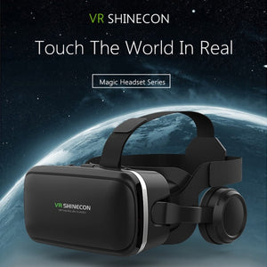 VR SHINECON G04E Virtual Reality 3D Video Glasses Suitable for 3.5 inch - 6.0 inch Smartphone with HiFi Headset (Black)