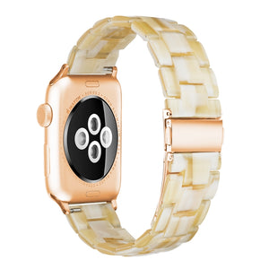 Simple Fashion Resin Watch Band for Apple Watch Series 5 & 4 40mm & Series 3 & 2 & 1 38mm(Ivory)