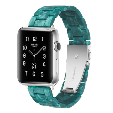 Simple Fashion Resin Watch Band for Apple Watch Series 5 & 4 40mm & Series 3 & 2 & 1 38mm(Dumb Green)