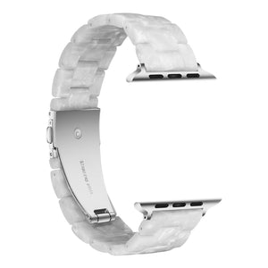 Simple Fashion Resin Watch Band for Apple Watch Series 5 & 4 44mm & Series 3 & 2 & 1 42mm(Pearl White)