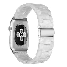 Simple Fashion Resin Watch Band for Apple Watch Series 5 & 4 44mm & Series 3 & 2 & 1 42mm(Pearl White)