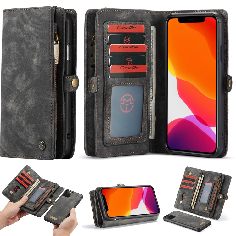 For iPhone 11 Pro CaseMe-008 Detachable Multifunctional Horizontal Flip Leather Case with Card Slot & Holder & Zipper Wallet & Photo Frame (Black)