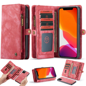 For iPhone 11 Pro CaseMe-008 Detachable Multifunctional Horizontal Flip Leather Case with Card Slot & Holder & Zipper Wallet & Photo Frame (Red)