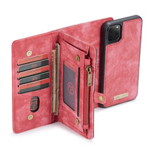 For iPhone 11 Pro CaseMe-008 Detachable Multifunctional Horizontal Flip Leather Case with Card Slot & Holder & Zipper Wallet & Photo Frame (Red)