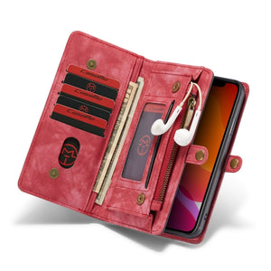 For iPhone 11 Pro CaseMe-008 Detachable Multifunctional Horizontal Flip Leather Case with Card Slot & Holder & Zipper Wallet & Photo Frame (Red)