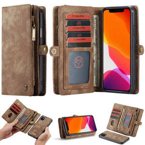 For iPhone 11 CaseMe-008 Detachable Multifunctional Horizontal Flip Leather Case with Card Slot & Holder & Zipper Wallet & Photo Frame (Brown)