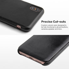 For iPhone X / XS Fierre Shann Business Magnetic Horizontal Flip Genuine Leather Case(Black)