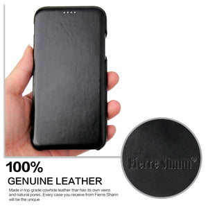For iPhone XR Fierre Shann Business Magnetic Horizontal Flip Genuine Leather Case(Black)