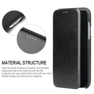 For iPhone XR Fierre Shann Business Magnetic Horizontal Flip Genuine Leather Case(Black)
