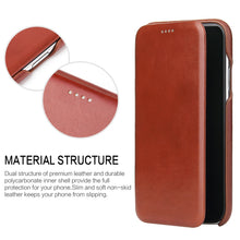 For iPhone XR Fierre Shann Business Magnetic Horizontal Flip Genuine Leather Case(Brown)