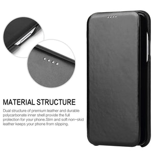 For iPhone XS Max Fierre Shann Business Magnetic Horizontal Flip Genuine Leather Case(Black)