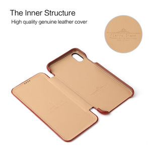 For iPhone XS Max Fierre Shann Business Magnetic Horizontal Flip Genuine Leather Case(Brown)